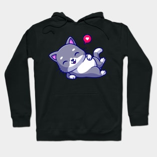 Cute Happy Cat Laying Cartoon Hoodie